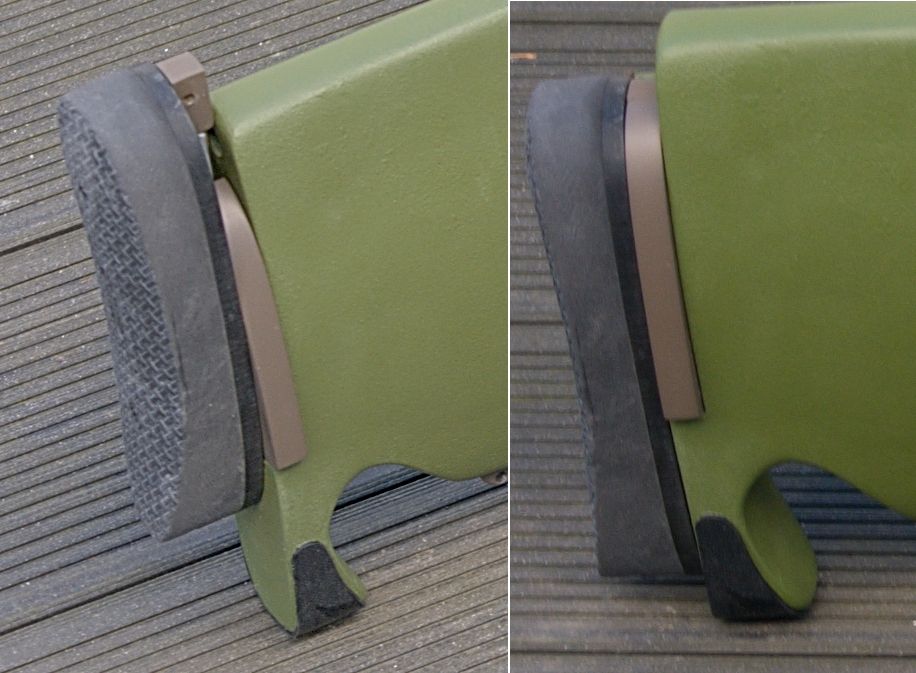 Height adjustable recoil pad on HS Precision stock